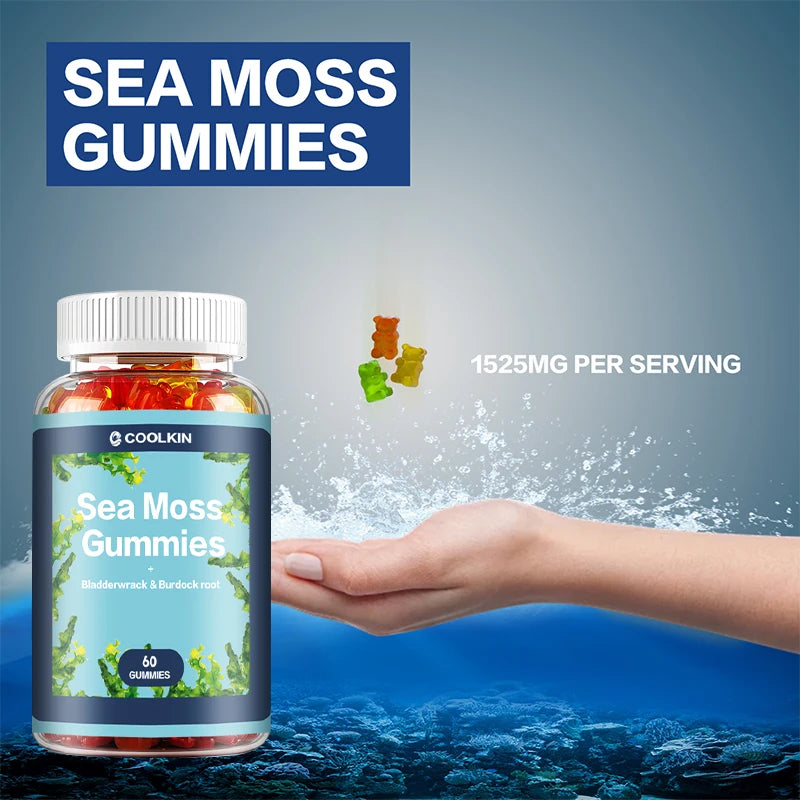 Sea Moss Gummies - Promotes Thyroid and Gut Health, Immune Support, Energy Boost - 60 Gummies