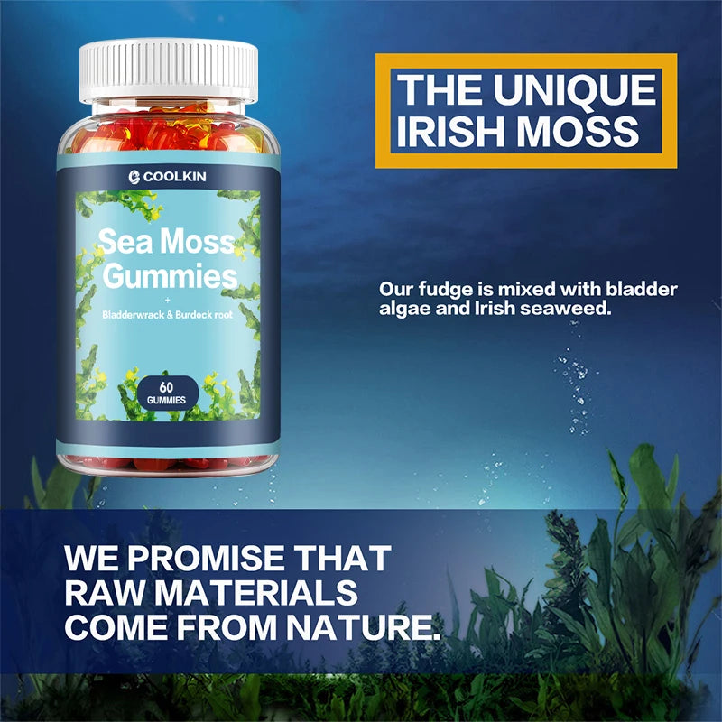 Sea Moss Gummies - Promotes Thyroid and Gut Health, Immune Support, Energy Boost - 60 Gummies