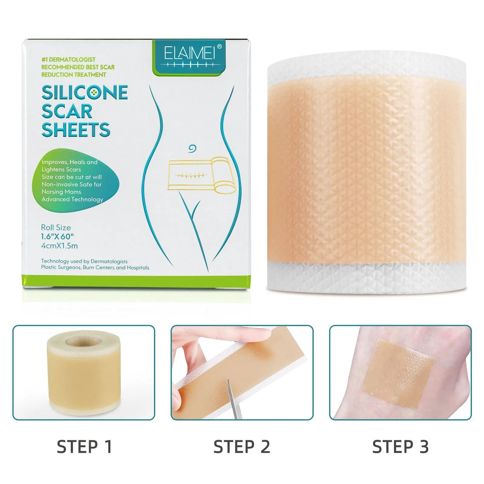 Overnight Collagen Boost & Scar Refinement Tape - 4cm x 150cm Silicone Skin Therapy Roll