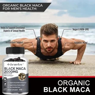 Black Maca Extract Supplement 2000MG for Men and Women, Supports Energy, Stamina and Mood, Vegetarian Capsules