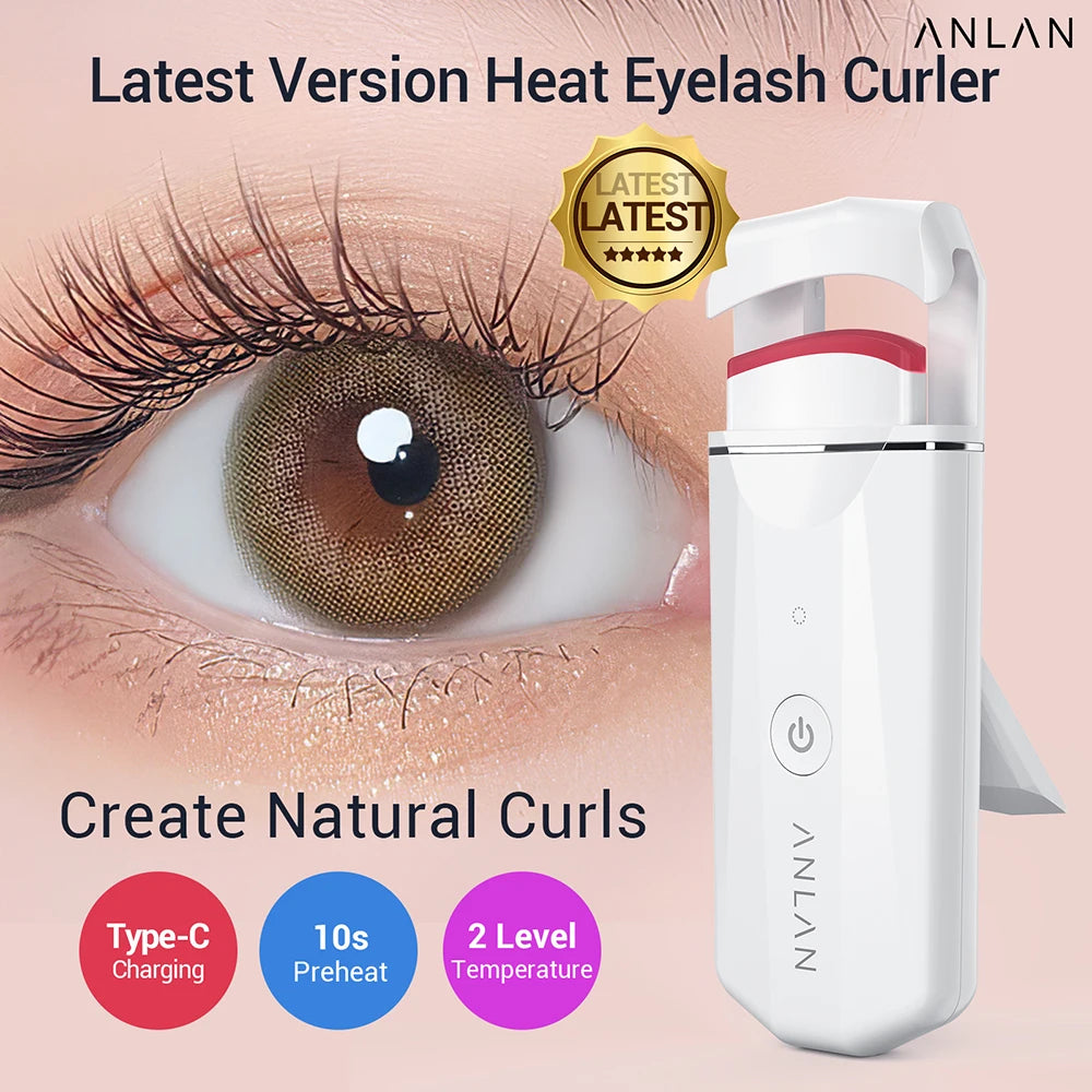 Electric Heated Eyelash Curler Long-Lasting Curl Rechargeable Electric Eye Lash Perm Eyelashes Clip Portable Makeup Tool