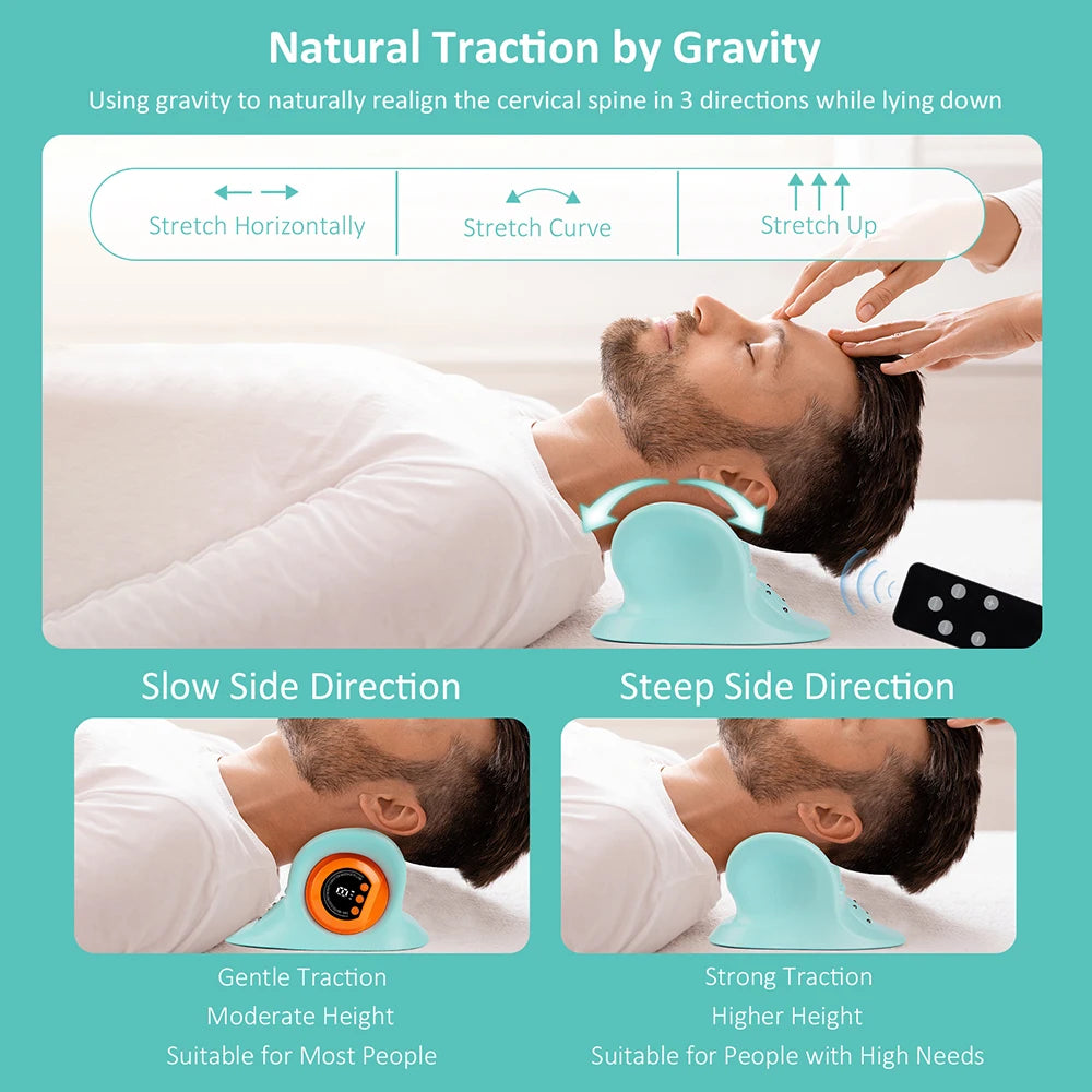 Electric Neck Cervical Massager Head Pillow Neck Traction Vibration Kneading Massage Pillow Ergonomic Neck Support Stretcher