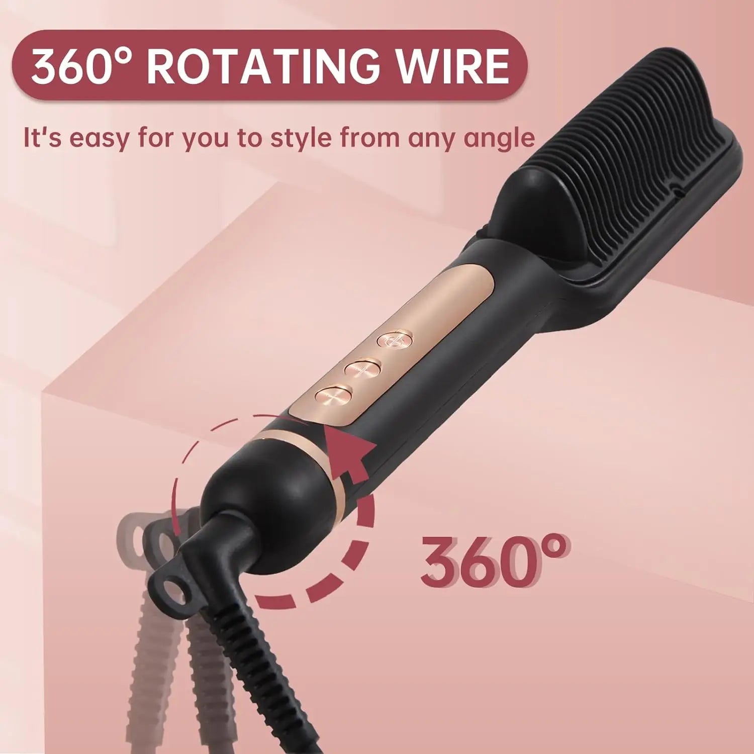 AP02 Negative Ionic Hair Straightener Brush, Fast Heating, Anti-Scald & Auto-Shut Off Hair Brush Straightener for Women