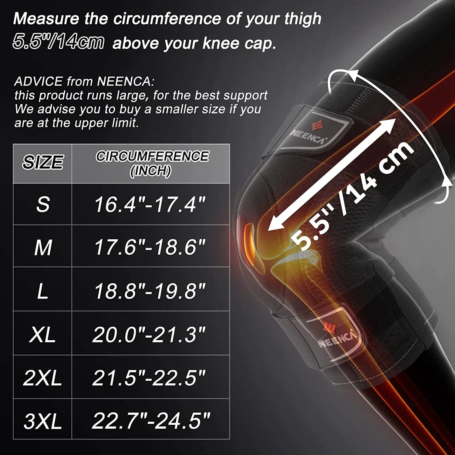 NEENCA Knee Brace for Knee Pain Knee Support with Side Stabilizers Men & Women Arthritis Meniscus Tear ACL PCL Runner Sports