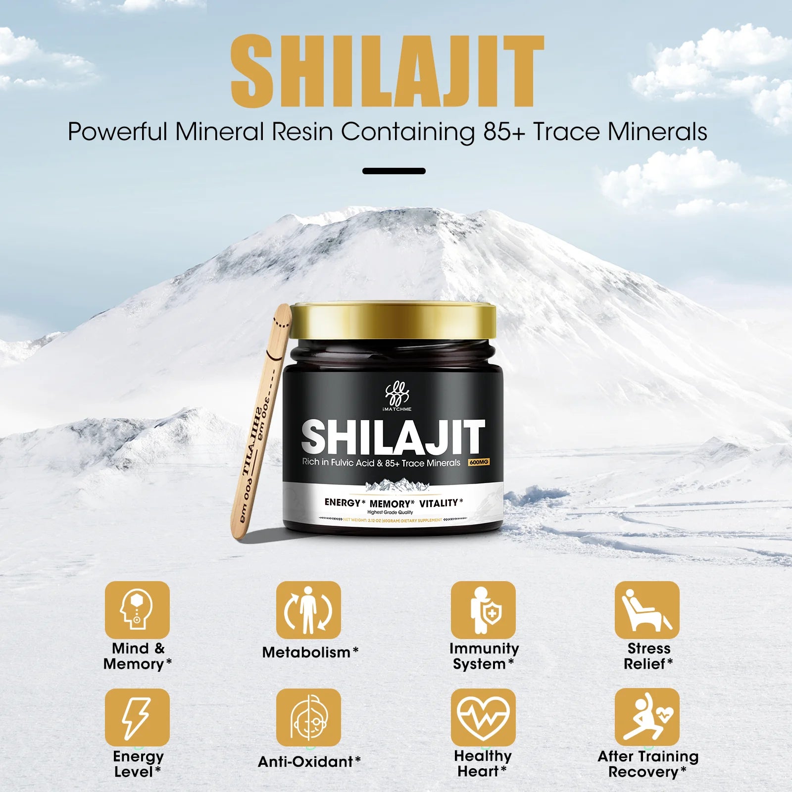 Pure Shilajit Supplement for Men & Women –85+ Trace Minerals & Fulvic Acid - Energy, Brain, Immunity – Himalaya Shilajit Resin