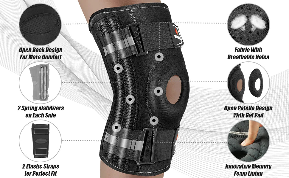 NEENCA Knee Brace for Knee Pain Knee Support with Side Stabilizers Men & Women Arthritis Meniscus Tear ACL PCL Runner Sports