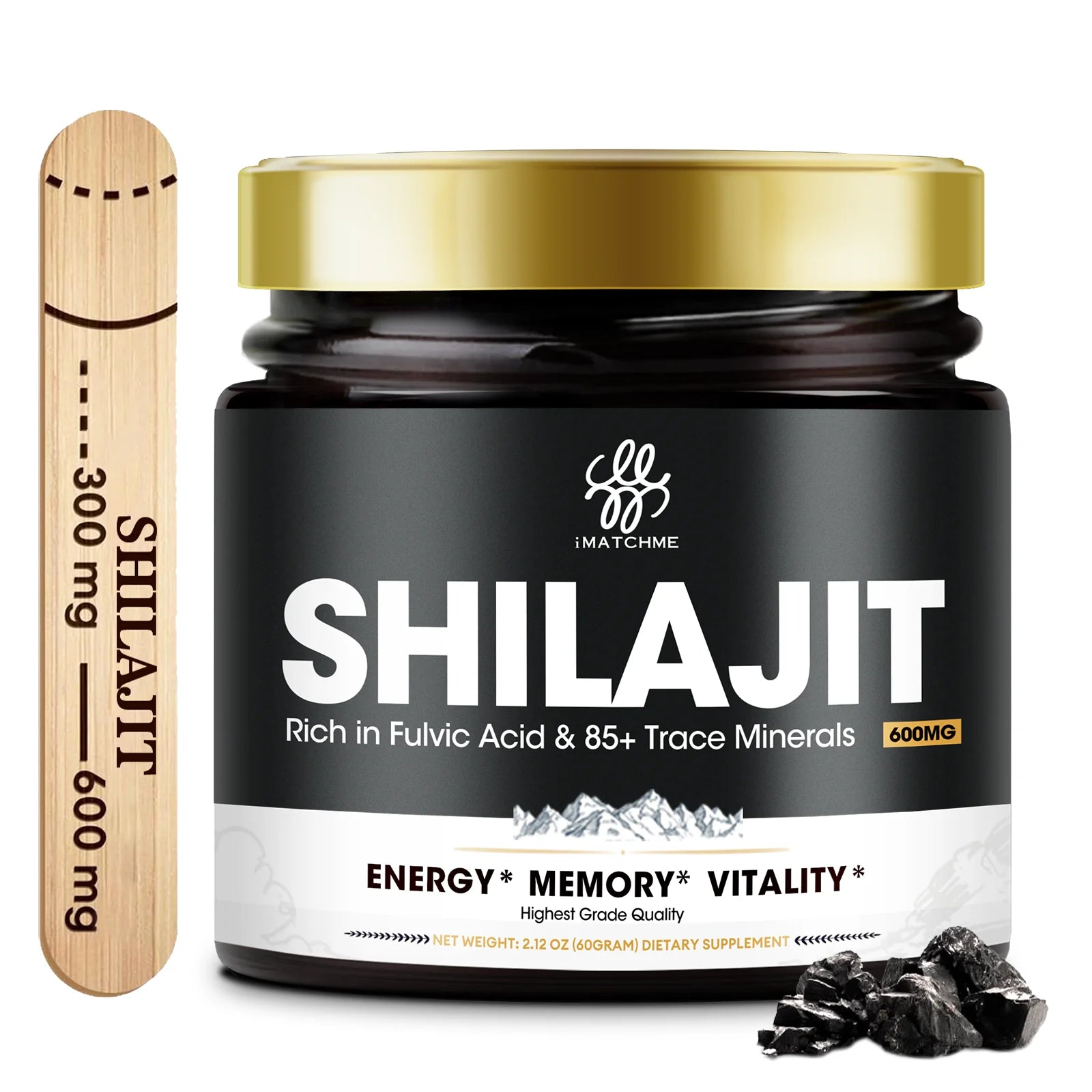 Pure Shilajit Supplement for Men & Women –85+ Trace Minerals & Fulvic Acid - Energy, Brain, Immunity – Himalaya Shilajit Resin