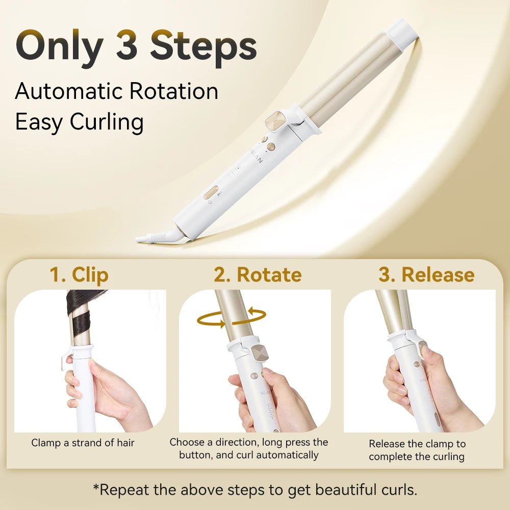 Automatic Curling Iron 30s Fast Heating Smart Temperature Control Ceramic Coating Long Lasting Curls Rotary Hair Curler