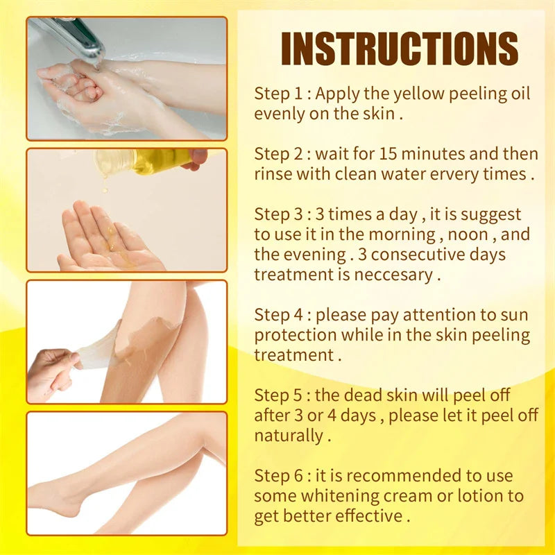 Yellow Peeling Body Oil Dead Skin Remover Cleansing Exfoliation For Tender Glowing Skin Moisturizing Care Beauty Products