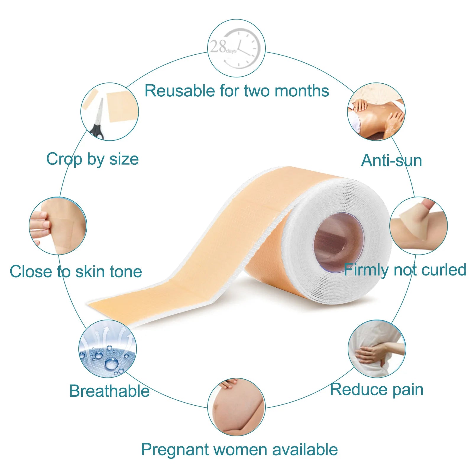 Overnight Collagen Boost & Scar Refinement Tape - 4cm x 150cm Silicone Skin Therapy Roll