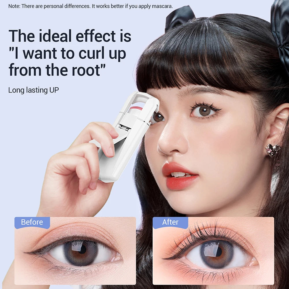 Electric Heated Eyelash Curler Long-Lasting Curl Rechargeable Electric Eye Lash Perm Eyelashes Clip Portable Makeup Tool